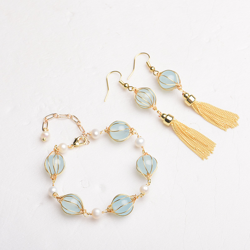 Beading - Orecchini con perline di giada naturale