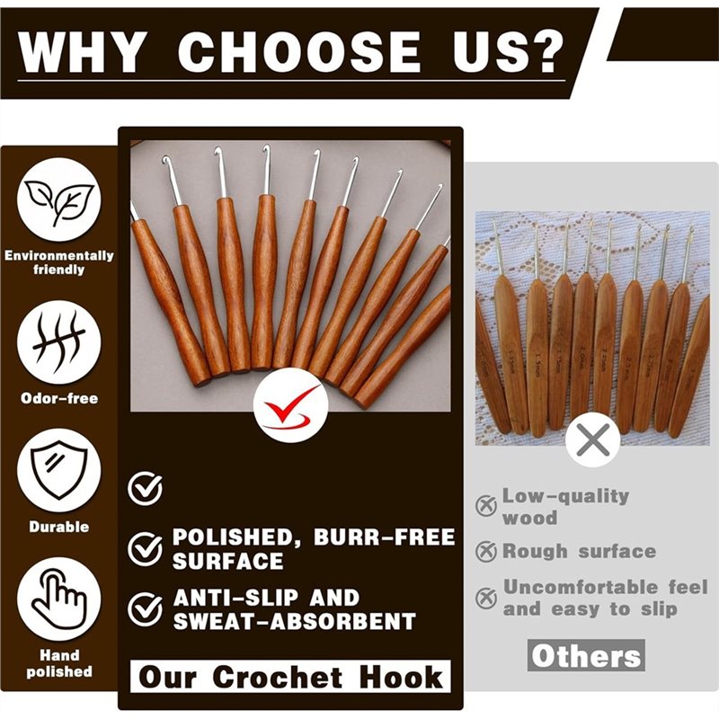 AS94-5, set da 5 uncinetti, un - Wooden Crochet Hooks Ergonomic Handle recensione e prezzo