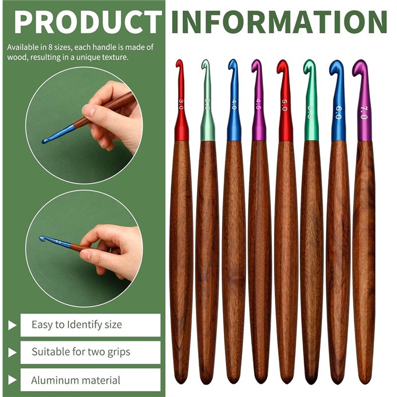 AB34-Uncinetti in alluminio co - Wooden Crochet Hooks Ergonomic Handle recensione e prezzo